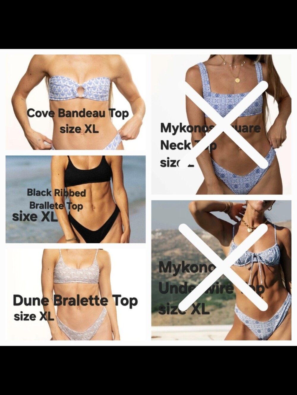 BUY 2 - Honey Swim Tops, Bikinis, Various Styles, Size XL and L